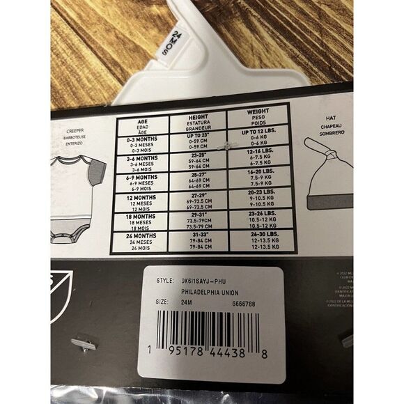 NWT MLS Soccer Philadelphia Union Baby 3pc Creeper Set 24m - Picture 7 of 7